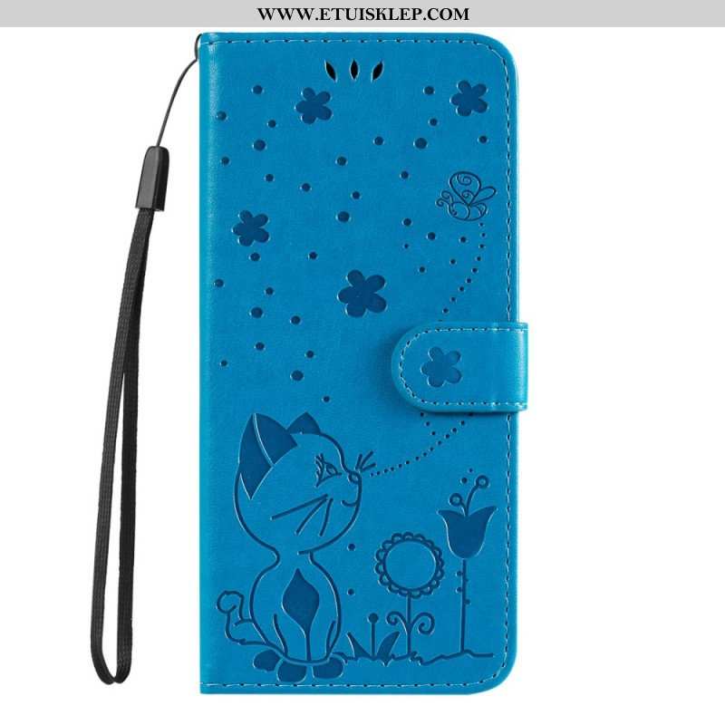 Etui Folio do Honor Magic 5 Lite z Łańcuch Kot I Pszczoła Z Smyczą